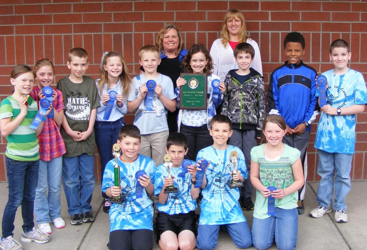 Battle Ground: Capt. Strong Primary Schoolis iMath is Cooli team: Kneeling, from left: Charlie Tripp, Matthew Palmateer, Erik Ronning and Sofia Witzel.