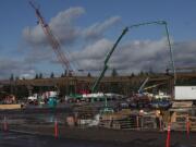 The Cowlitz Indian Tribe&#039;s $510 million casino-resort is beginning to rise near La Center along Interstate 5 at Exit 16. Roughly 110 workers are on the site, working on the basement and erecting steel girders, project manager Pete Schultz said Thursday.