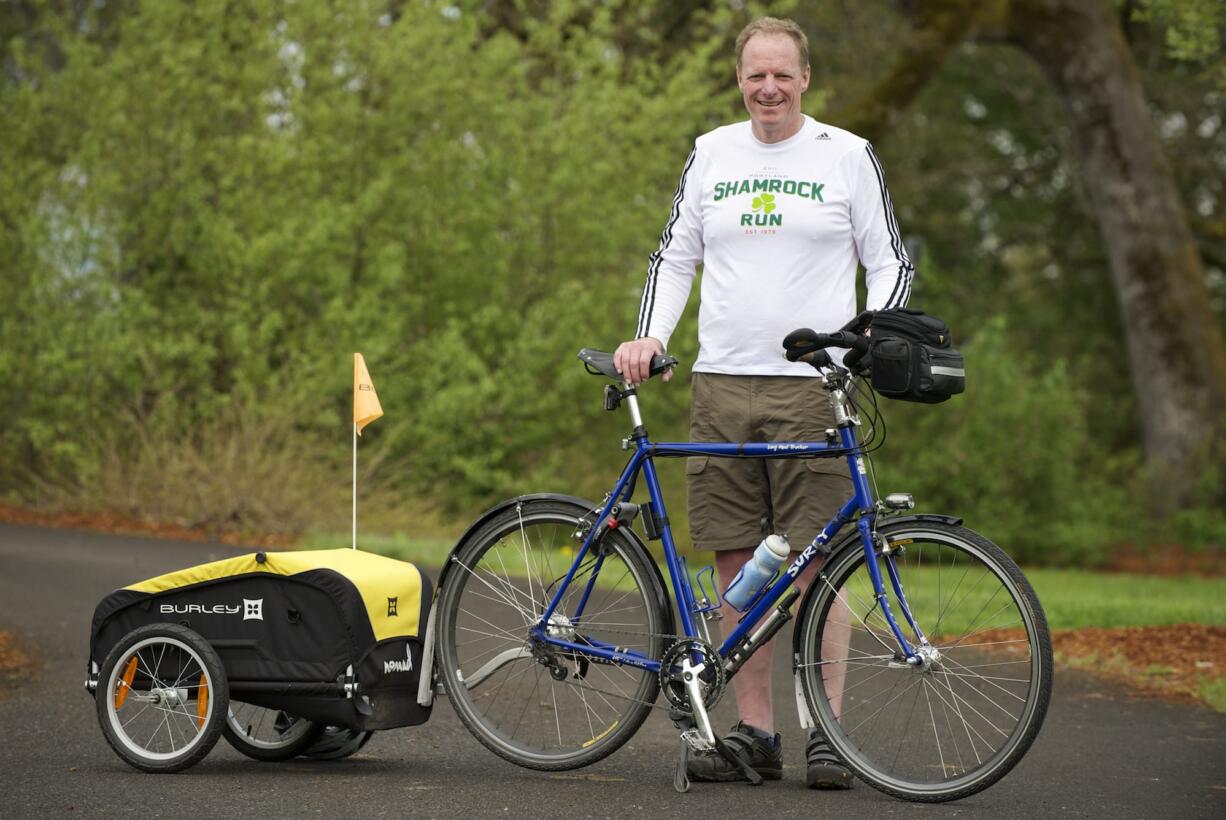 La Center School District Superintendent Mark Mansell cycled along the Burnt Bridge Creek Trail this year to prepare for a cross-country ride.