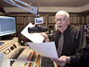 Photos by Vivian Johnson for The Columbian
Roger Hart, longtime Vancouver resident and former KISN disc jockey, records a vocal track that will become part of his daily three-hour show on an Internet &quot;oldies&quot; webcast.