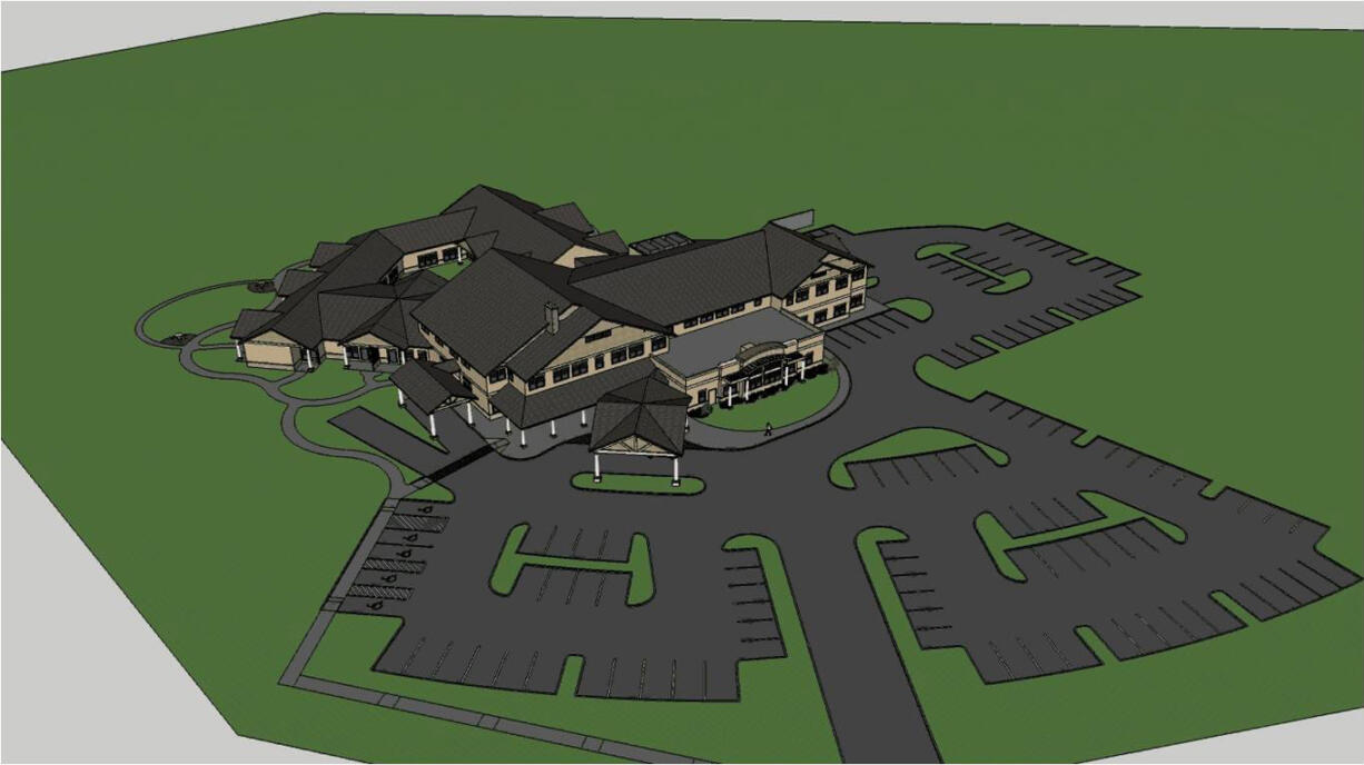 A plan by Community Home Health &amp; Hospice to build a hospice center in Vancouver, a rendering of which is shown here, has drawn objections from PeaceHealth Southwest Medical Center, which operates Clark County's only hospice care center, the Ray Hickey Hospice House.