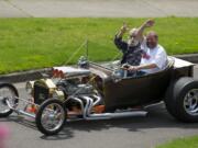 Bill Keller, left, was delighted to take a ride with his buddy Dale Vermeire.