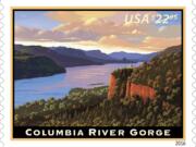 The digital illustration of the Columbia River Gorge that will be featured as a new stamp this year. (U.S.