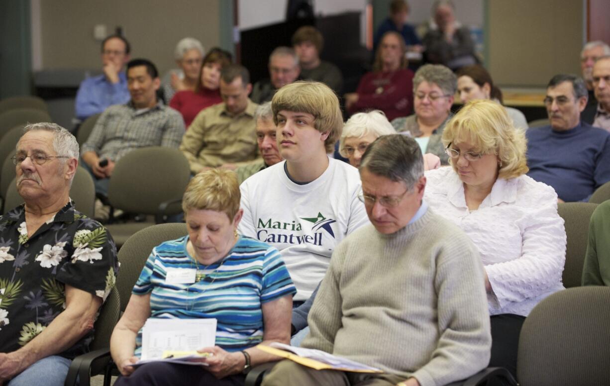 Clark County Democrats are briefed Sunday about how the precinct caucuses will operate at the Clark County Public Service Center.