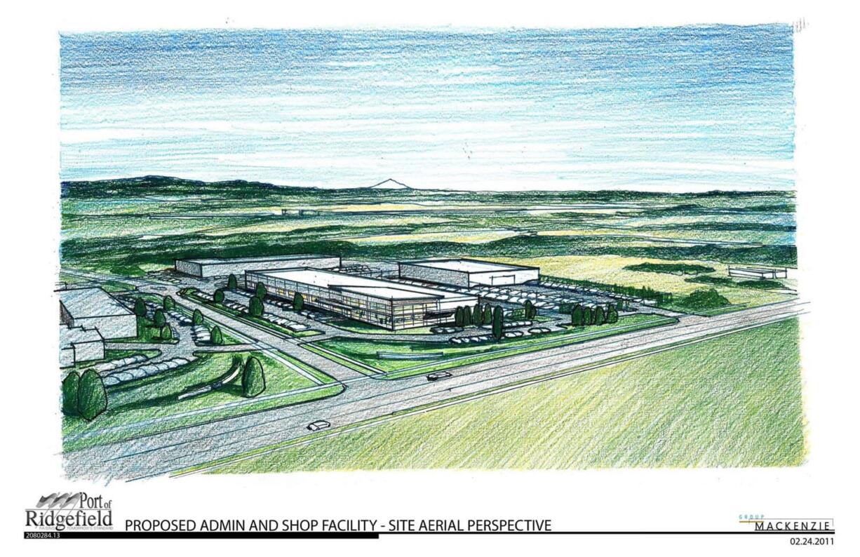 A conceptual drawing of the state Department of Fish and Wildlife offices proposed for the Port of Ridgefield.