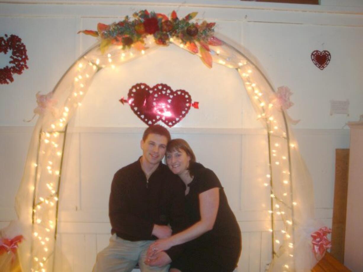 Venersborg: Ryan and Wendy VanSteenwyk were one of several couples photographed under the arch at the historic Venersborg Schoolhouse Sweetheart's Dance on Feb.