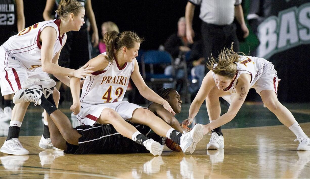 Prairie beats Franklin 54-44 to win the 3A Girls State Basketball Tournament championship in Tacoma, Saturday, March 3, 2012.(Steven Lane/The Columbian)