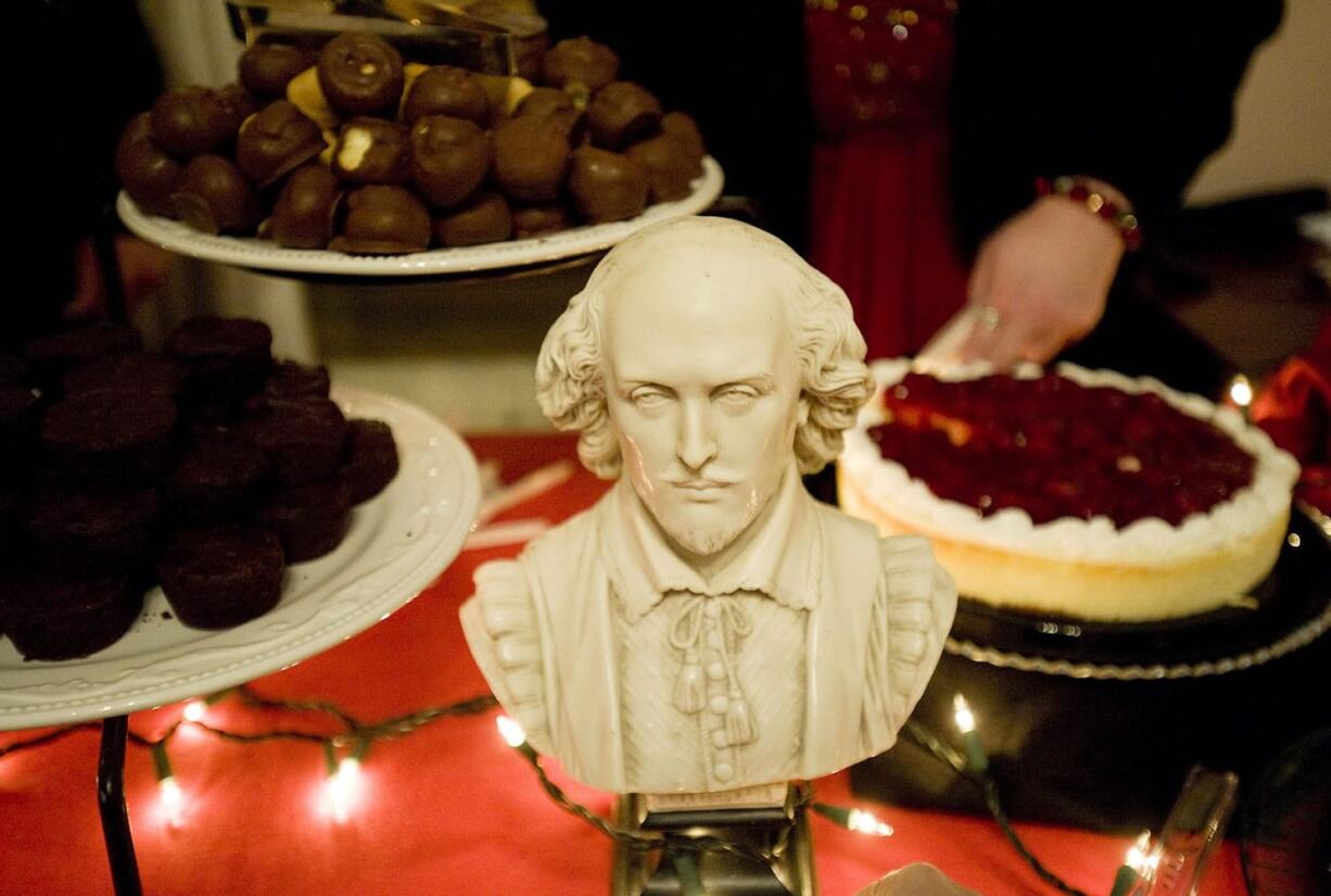 A bust of William Shakespeare sits among the array of treats laid out Saturday at the Slocum House Theatre Company's final annual gala.