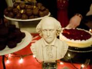 A bust of William Shakespeare sits among the array of treats laid out Saturday at the Slocum House Theatre Company's final annual gala.