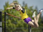 Jennifer DeBellis of Columbia River cleared 12 feet, 6 inches to win her second consectuive Class 3A state pole vault title.