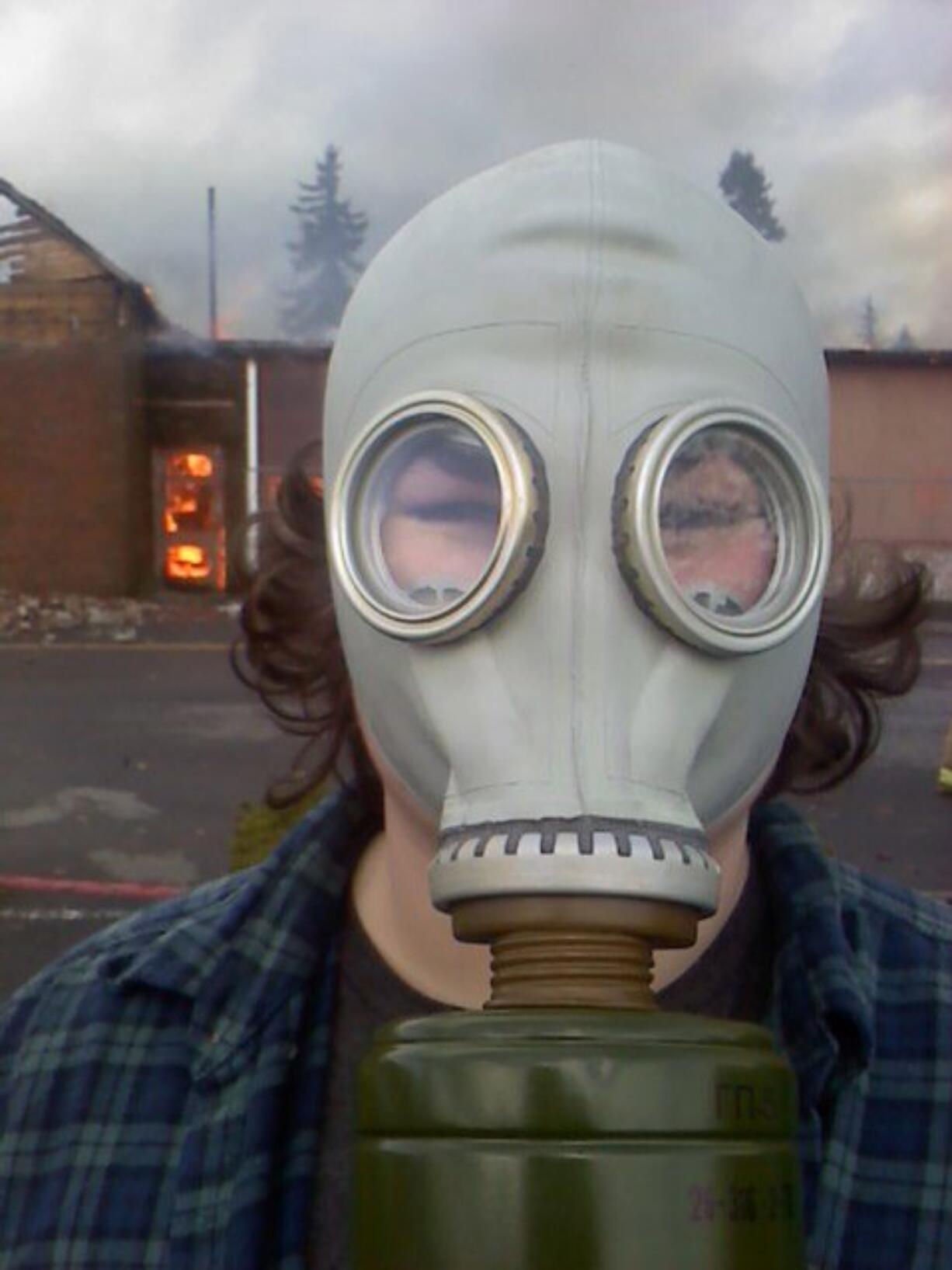 Battle Ground: As much as Brandon Aalberg enjoyed the controlled burning of 70-year-old Central School on Jan. 21, he enjoyed even more the many stares his gas mask earned.