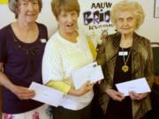 Harney Heights: The winners of AAUW's April 20 bridge tournament were, from left, Retta Dykstra, second place; Joy Fletcher, first place, and Lucille Zgonc, third place.