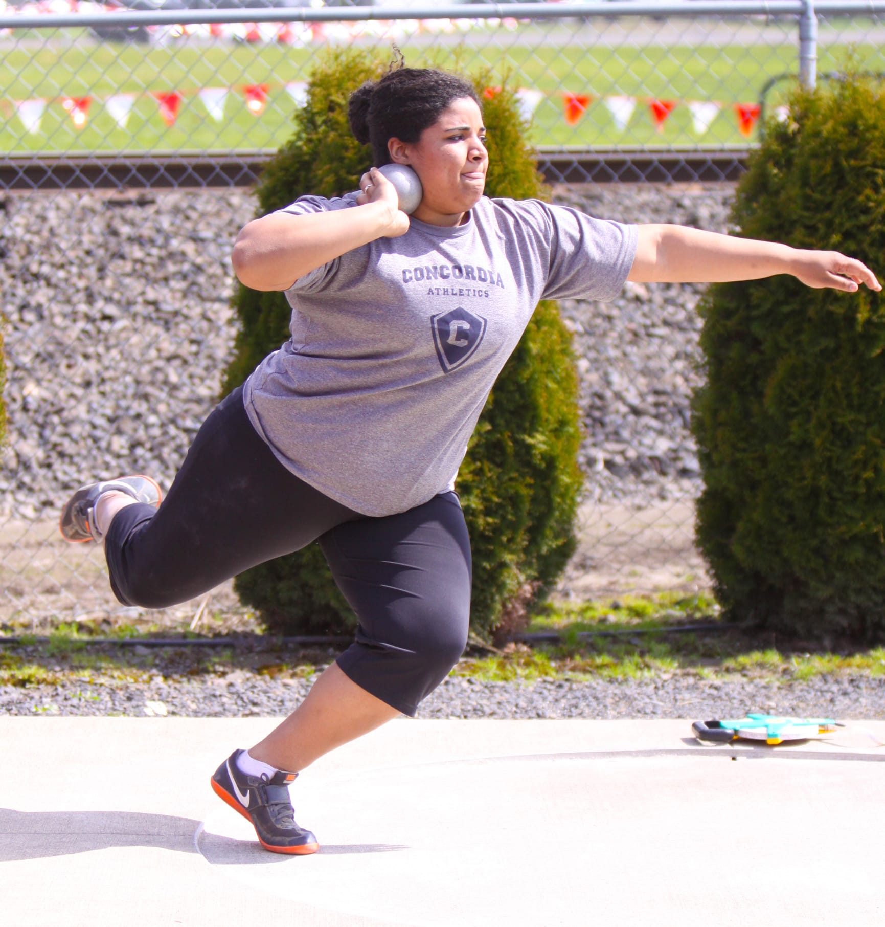 Concordia University's Gabi Dixson is second in the NAIA in shot put this season.