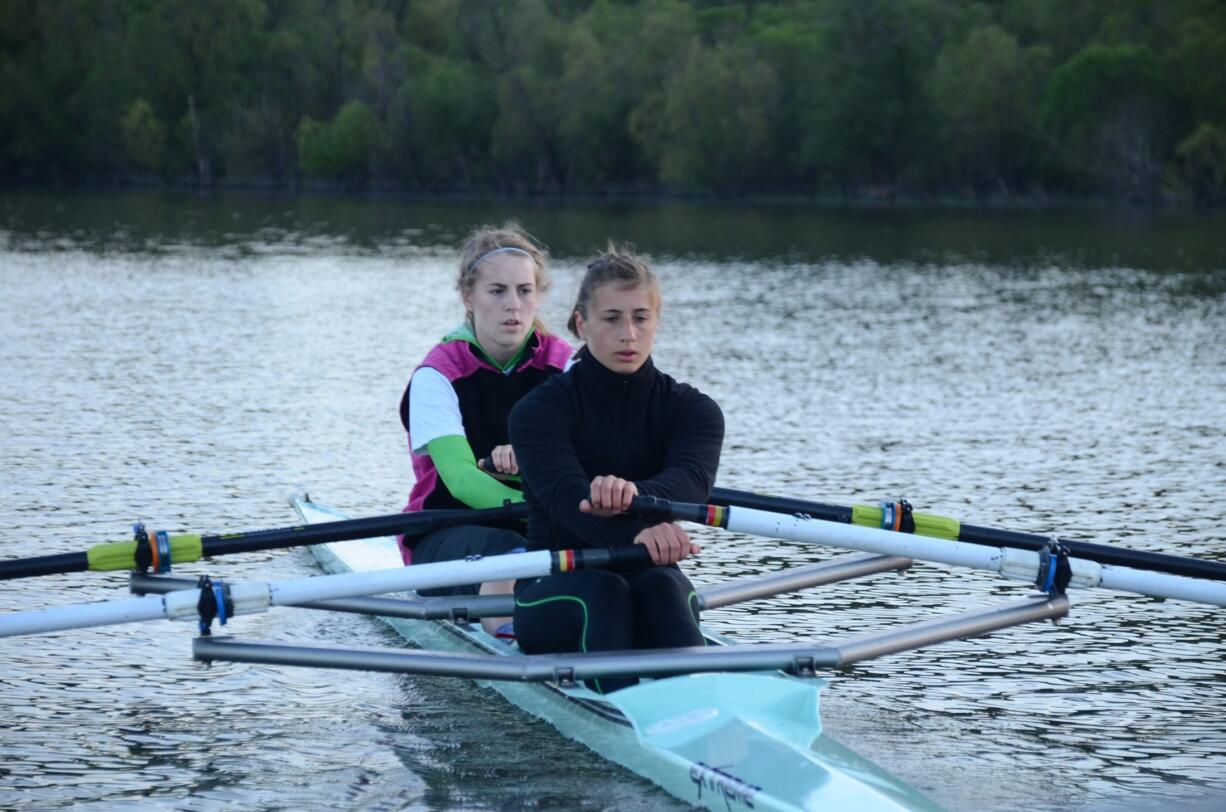 Carl LaCasse/Vancouver Lake Crew for The Columbian
Dorothy Tarnawski, front, and Katie Hickey took second place in the lightweight women's doubles varsity race during the U.S, Rowing Northwest Junior Championships, held last month on Vancouver Lake, earning a trip to Junior Nationals in Tennessee.