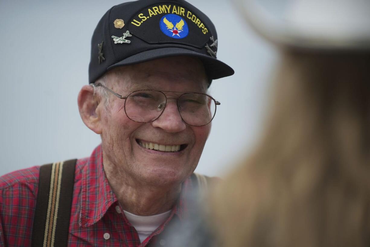 Chester Plotner, 93, enjoyed a burger and conversation Saturday at the Silver Buckle Ranch.