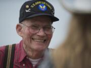 Chester Plotner, 93, enjoyed a burger and conversation Saturday at the Silver Buckle Ranch.