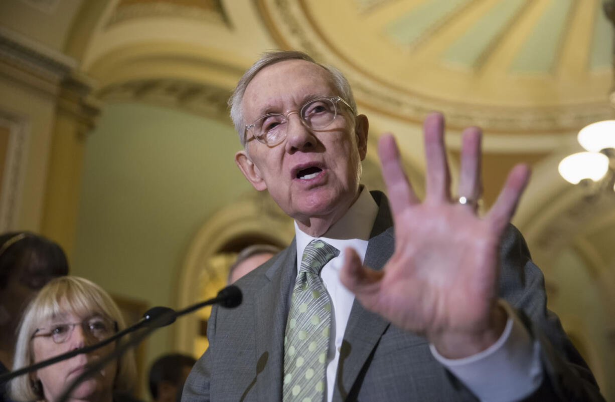 Senate Minority Leader Harry Reid, D-Nev., joined by Sen.