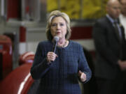 Democratic presidential candidate Hillary Clinton speaks during a campaign stop at the Osage Public Safety Center, Tuesday, Jan. 5, 2016, in Osage, Iowa.