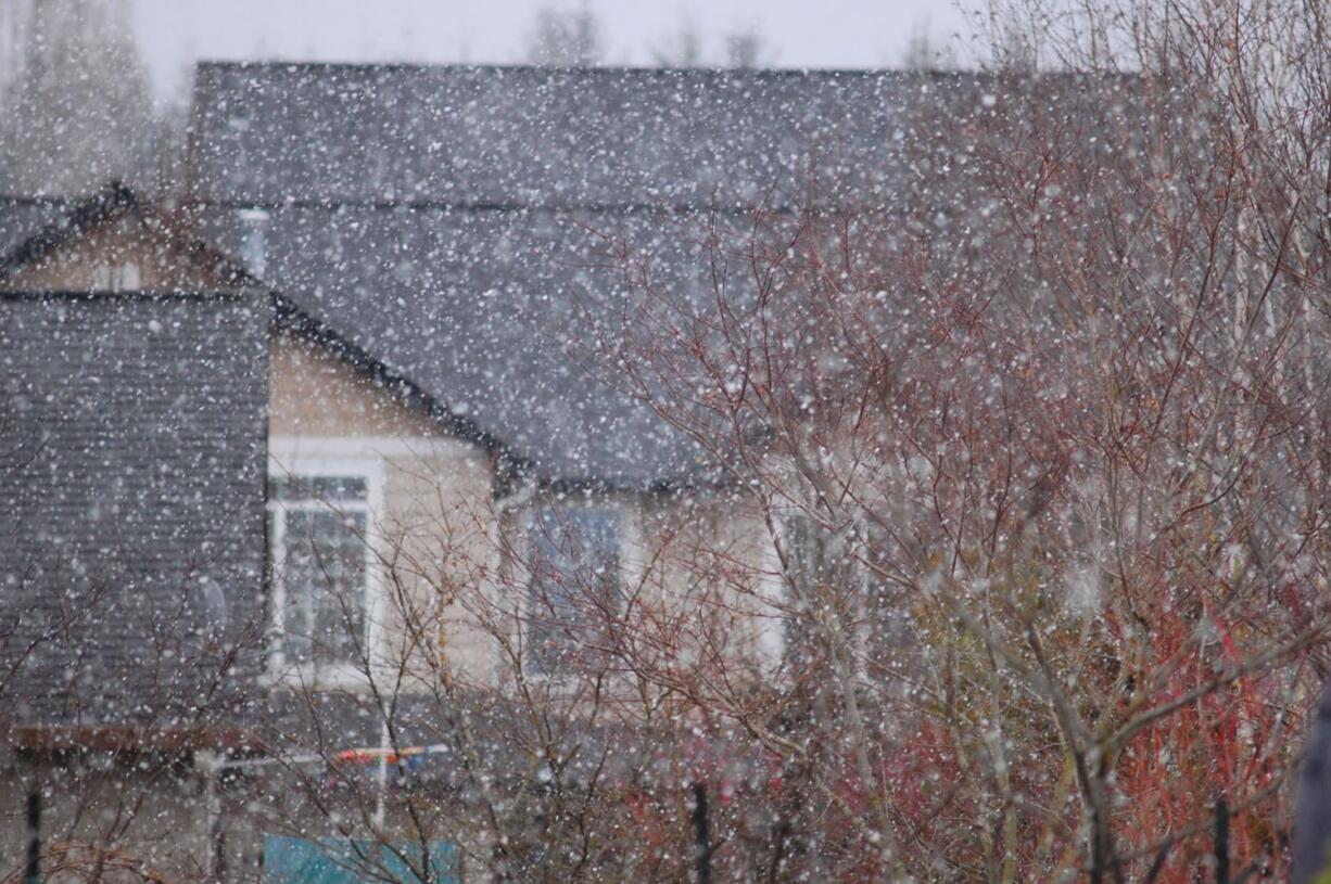 A snow flurry passed through about 2 p.m.