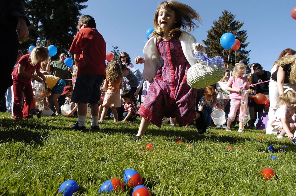 Hundreds of children will race to fill their baskets with Easter eggs Saturday morning at Esther Short Park.