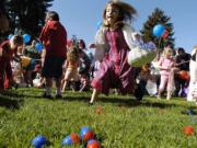 Hundreds of children will race to fill their baskets with Easter eggs Saturday morning at Esther Short Park.