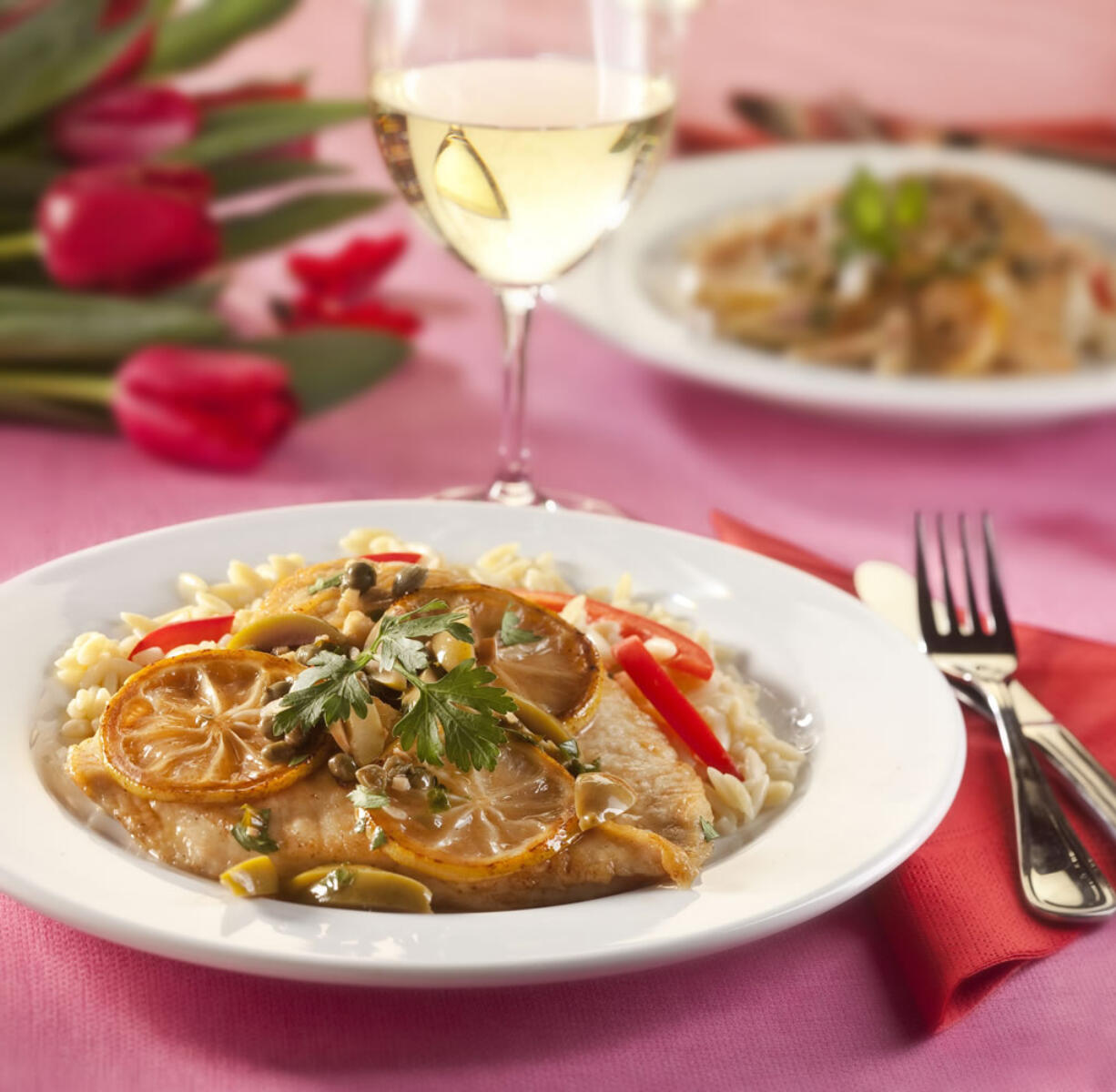 A three-course meal can equate to one elegant romantic Valentine's Day dinner.