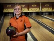 Battle Ground's Wylicia Faley poses for a portrait before a match at Tiger Bowl on Monday December 12, 2011.