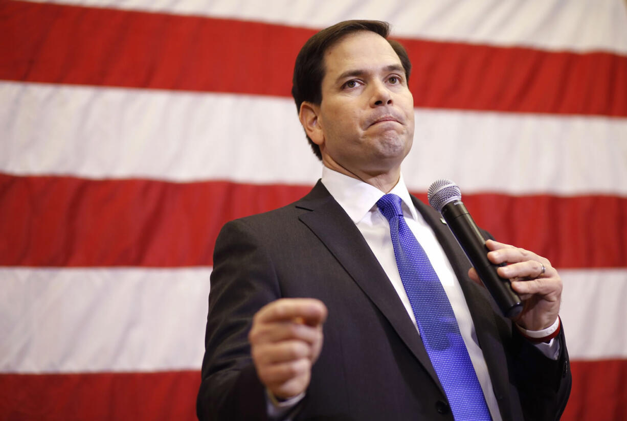 Republican presidential candidate, Sen. Marco Rubio, R-Fla., speaks at a town hall in Cedar Rapids, Iowa, on Tuesday.