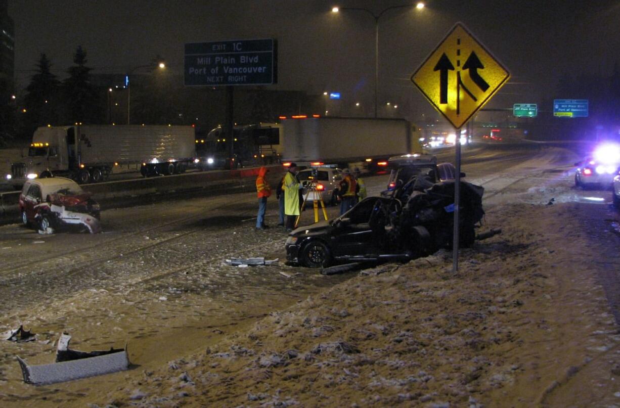 A Vancouver man was arrested on suspicion of vehicular assault Thursday morning after crashing into a parked car on Interstate 5 in Vancouver, Washington State Patrol said.