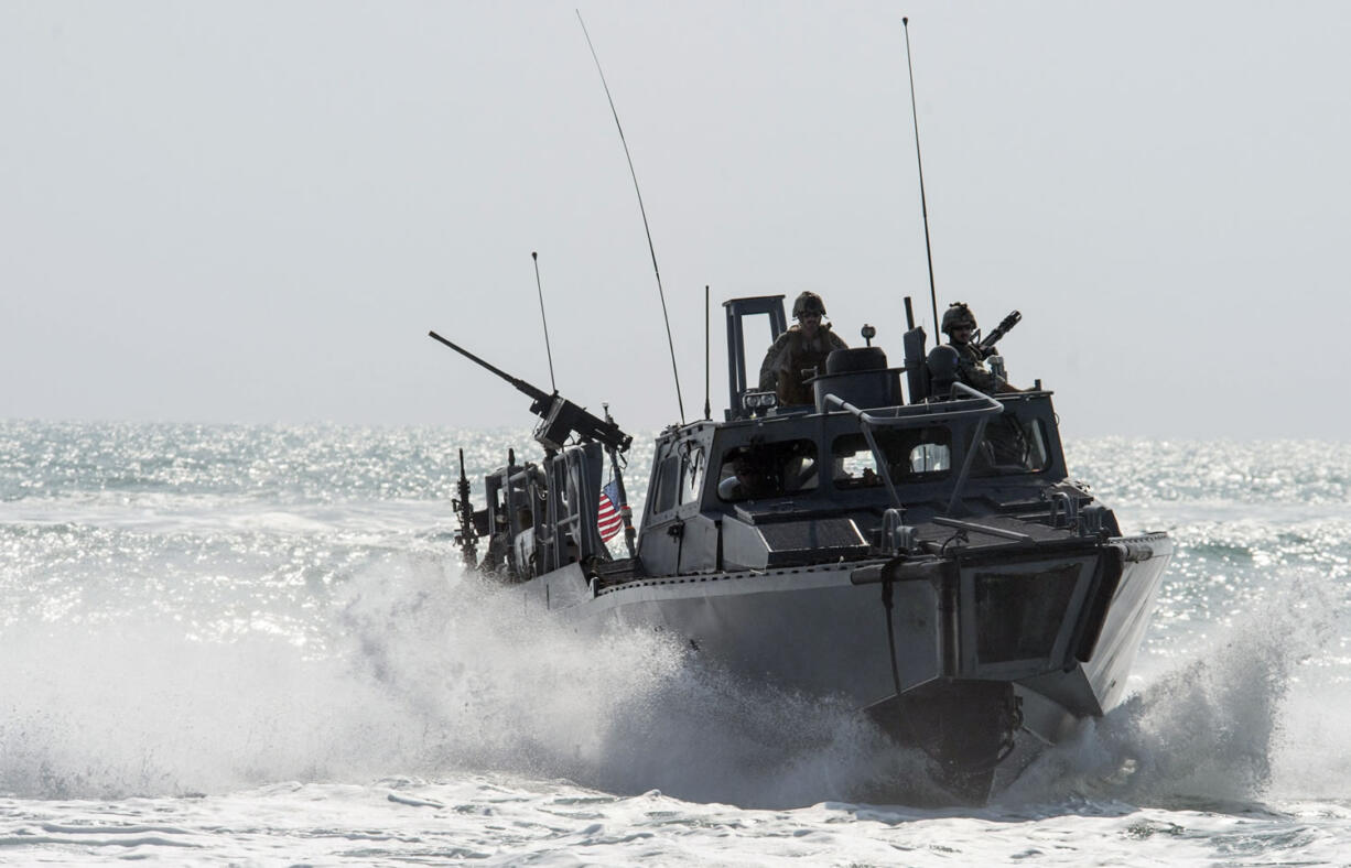 Riverine Command Boat 805 in the Persian Gulf. Iran was holding 10 U.S. Navy sailors and their two boats, similar to the one in this picture, on Jan. 12.  (Torrey W. Lee/U.S.