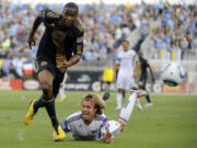 Philadelphia Union forward Danny Mwanga, left, was traded to the Portland Timbers in exchange for forward Jorge Perlaza. Mwanga, the No.