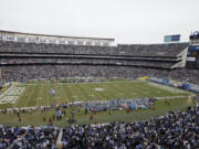 The San Diego Chargers play the Oakland Raiders at Qualcomm Stadium in San Diego.