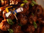 A few ideas for a carefree Class of '12 celebration menu include apple-glazed meatballs.