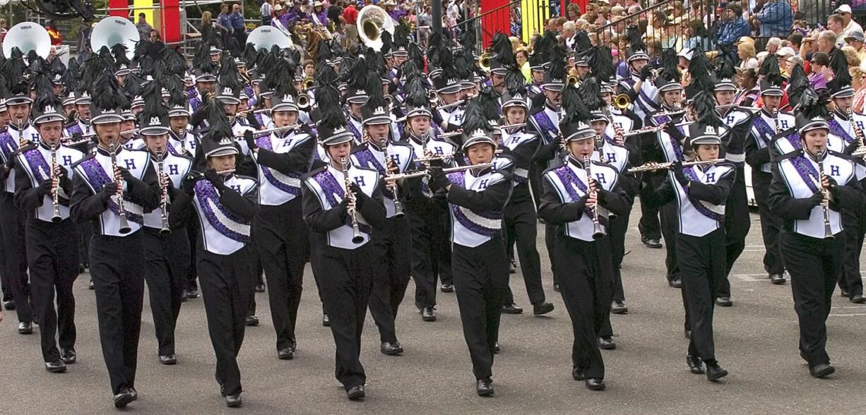 Heritage High School plays during a past Portland Rose Festival Southwest Airlines Grand Floral Parade.