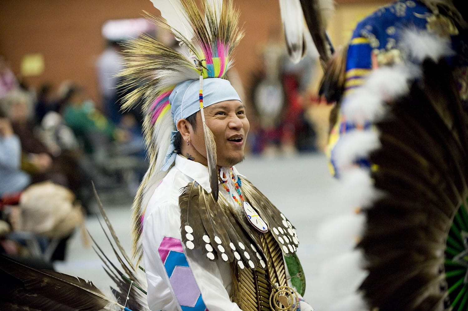 The Native American Indian Education Program traditional powwow at Covington Middle School on Saturday features groups and dancers such as David Yelloweyes.