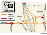 Work on the second stage of the Interstate 5 - state Highway 501 interchange in Ridgefield begins in April 2012.