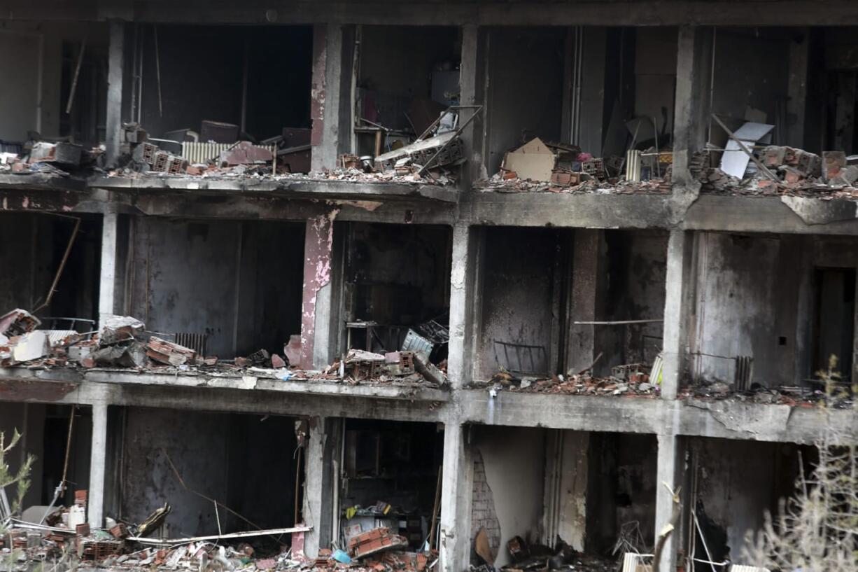 A police station was destroyed Thursday in Cinar, in the mostly Kurdish Diyarbakir province in southeastern Turkey.