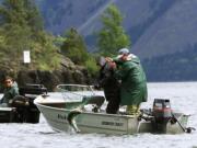 The boundary marker in the background will be moved farther south opening more fishing water at the mouth of Wind River in Skamania County.