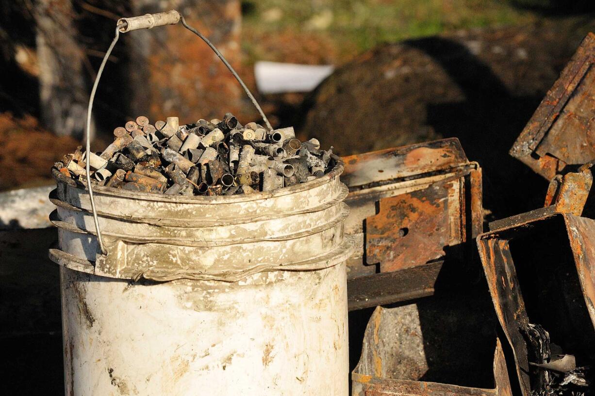 Shell casings are seen last week near the site of the fire and shootings by Steve Stanbary.