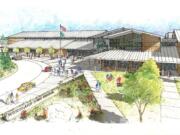 Rendering of front of proposed Woodland High School.