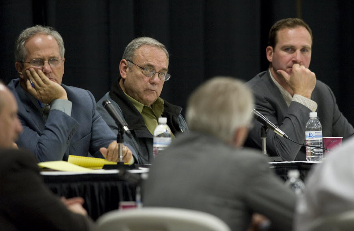 Clark County Commissioners, from left, Marc Boldt, Tom Mielke and Steve Stuart.