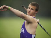 Heritage High School javelin thrower Sean Keller has a top throw of 244 feet, 1 inch.