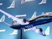 A model of the recently revealed 737-MAX passenger airplane. Boeing has announced the plane will be built in Renton.