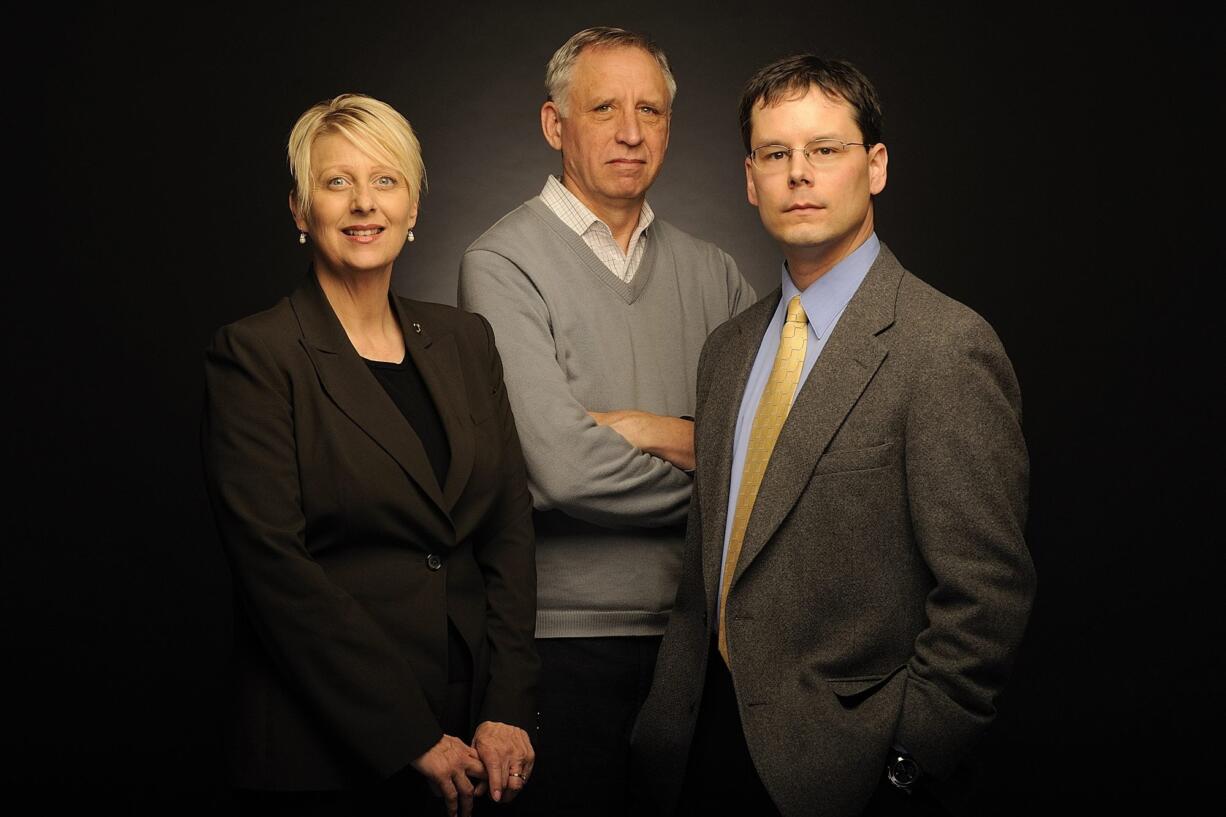 Columbian business reporters, from left, Cami Joner, Gordon Oliver and Aaron Corvin.