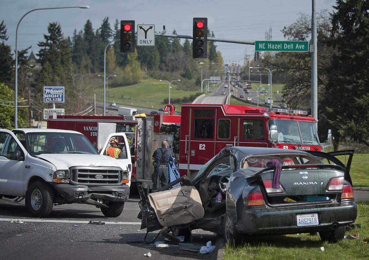 A man was sent to a local hospital after being in a T-bone crash near the intersection of Main Street and Northeast Hazel Dell Avenue.