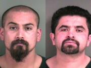 Jose Manuel Hernandez-Orozco, left, of Vancouver and Gerardo Elizondo-Arias of Fairview, Ore., were booked into the Douglas County Jail on suspicion of unlawful possession and distribution of a controlled substance.