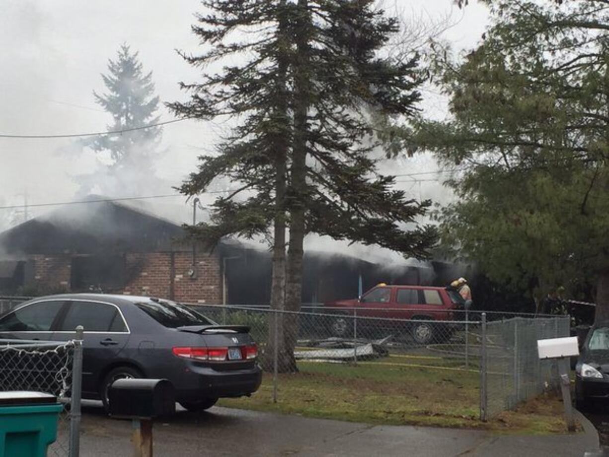 Fire heavily damaged a house at 5012 Murray Court in Vancouver on Tuesday morning.