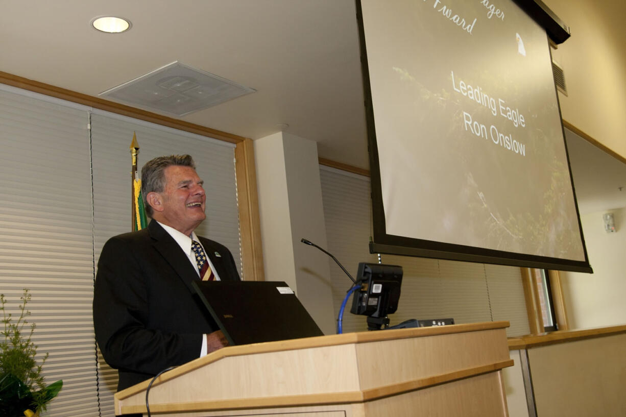 Ridgefield Mayor Ron Onslow received the first annual Florence B.