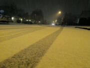 Snow had started falling in Salmon Creek by late Tuesday night.