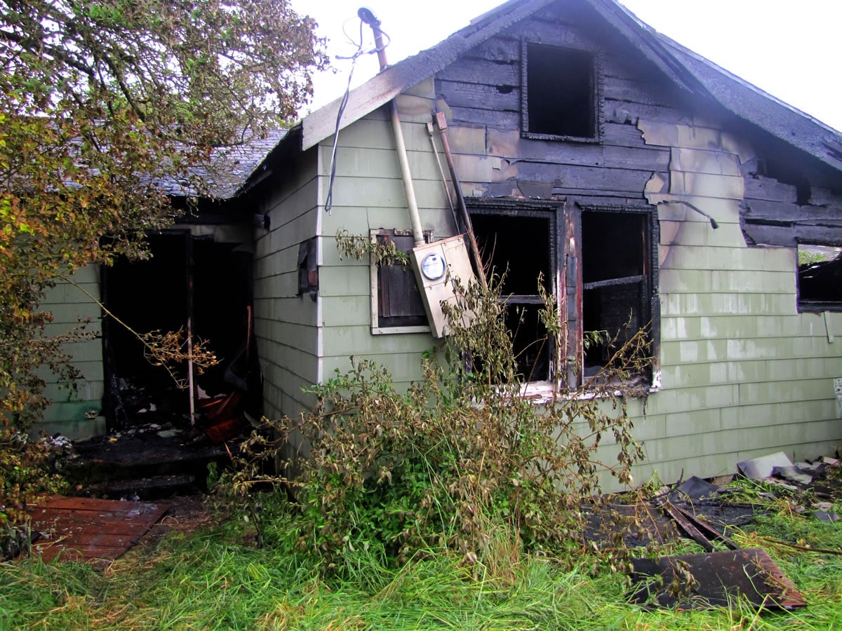 The home was still standing around 7:30 a.m.